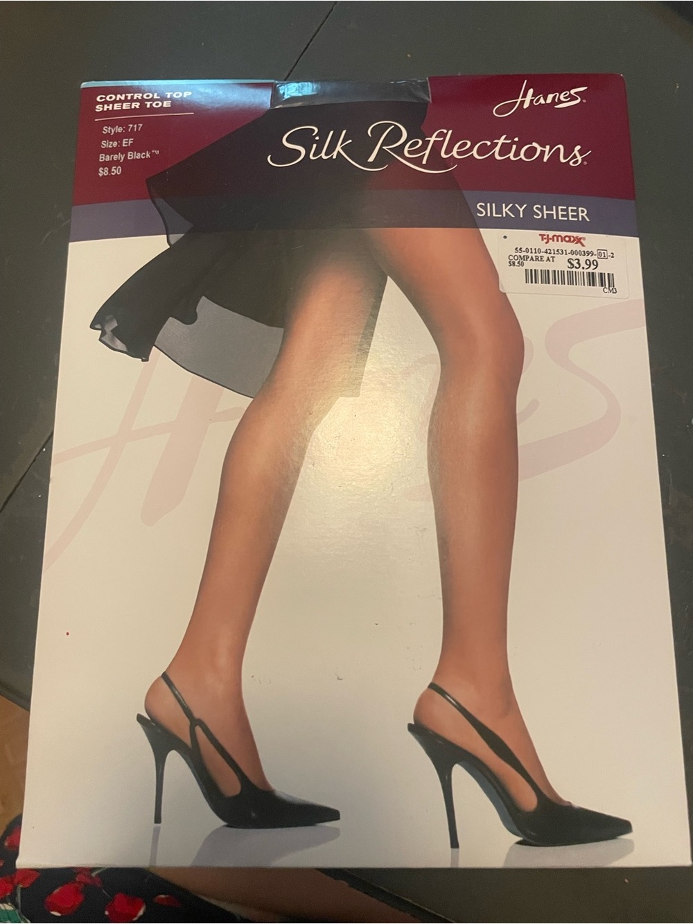Hanes Barely Black Control Top Sheer Toe Pantyhose barely black size EF large-xl